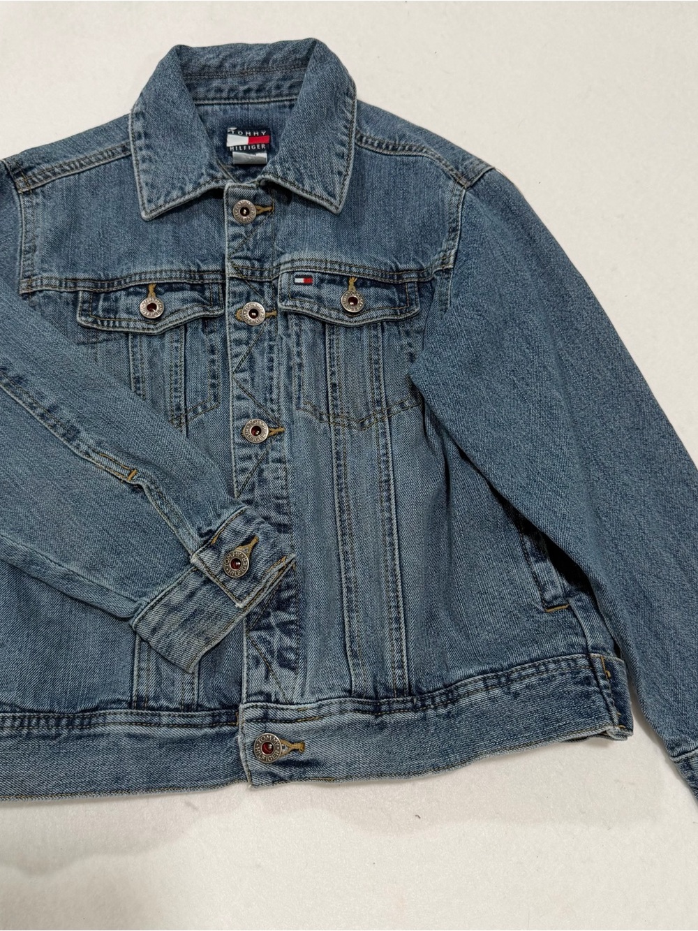 Tommy Hilfiger‎ Vintage Wash Cropped Denim Jacket Women’s Small